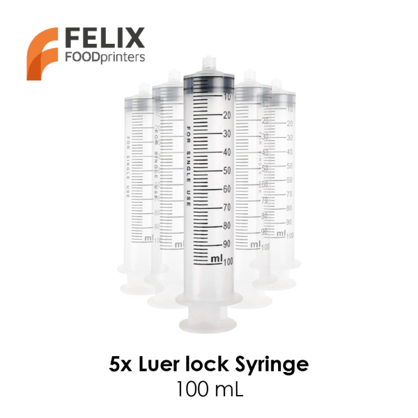 Set of 5x 100ml Luer Lock Syringe